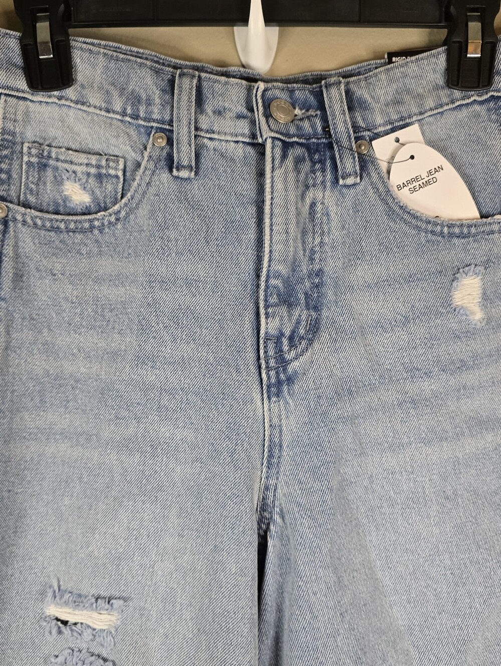 Scoop High-Rise Baggy Ankle Barrel Jeans Distressed Details Light Wash - Picture 2 of 14
